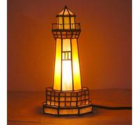 Stained Glass Lighthouse Desk Lamp - Nostalgic Night Light for Bedroom, Living Room, or as a Decoration Gift