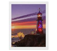 Stained Glass Lighthouse Diamond Art Kits for Adults 16"x20" DIY Diamond Painting Kit for Beginners Gem Art Painting with Round Full Drill Diamonds DIY Paint Paintings for Home Wall Decor Gift