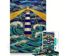 Stained Glass Lighthouse Hard Jigsaw Puzzle for Adults 1000 Pieces Boost Recall Calm Escape Tight Edge 38x26cm