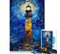 Stained Glass Lighthouse Hard Jigsaw Puzzle for Adults 1000 Pieces Smart Toy Casual Fun Accurate Cut Artistic Gift 50x75cm