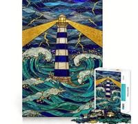 Stained Glass Lighthouse Hard Jigsaw Puzzle for Adults 1000 Pieces Smart Toy Casual Fun Accurate Cut Artistic Gift 38x52cm
