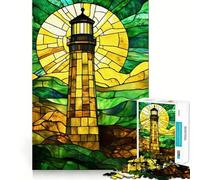 Stained Glass Lighthouse Jigsaw Puzzles for Adults 1000 Piece Enhance Recall Leisure Time Exact Edge Festival Gift 38x52cm