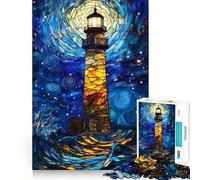 Stained Glass Lighthouse Jigsaw Puzzles for Teenagers 1000 Piece Clear Logic Toy Peaceful Fun Perfect Cut Warm Surprise 50x75cm