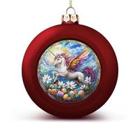 Stained Glass Lilies Easter Eggs Christmas Ball Ornaments Shatterproof Hanging Xmas Balls for Christmas Tree Decoration Red Xmas Tree Balls for Holiday Wedding Party