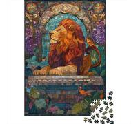 Stained Glass Lion Artwork Jigsaw Puzzles Puzzle for Adults Kids. 1000 Pieces Whimsical Challenge Toy Educational Games Home Decoration for Adults& Kids Age 14 Years Up 70x50cm/1000pcs
