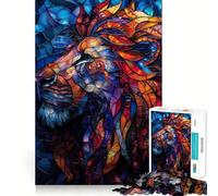 Stained Glass Lion Jigsaw Puzzle for Adults 1000 Pieces Smart Game Tension Relief Pattern Assembly Heartfelt Gift 50x75cm