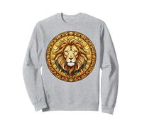 Stained Glass Lion Leo Cathedral Geometric Mosaic Sweatshirt