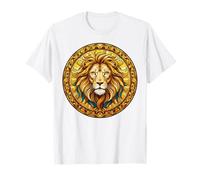 Stained Glass Lion Leo Cathedral Geometric Mosaic T-Shirt
