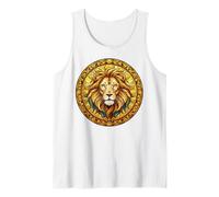 Stained Glass Lion Leo Cathedral Geometric Mosaic Tank Top