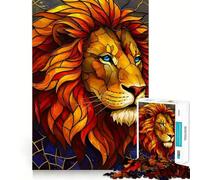 Stained Glass Lion Portrait Jigsaw Puzzles for Adults 1000 Piece Enhance Recall Leisure Time Exact Edge Festival Gift 38x26cm