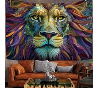 Stained Glass Lion Tapestry Animal Portrait Wall Hanging Backdrop Wall Art Multi-Color Home Decor for Party Decor Portrait Photo Booth Props