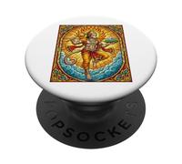 Stained Glass Lord Hanuman Hinduism God Hindu PopSockets Adhesive PopGrip