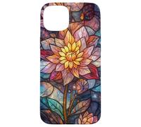 Stained Glass Lotus Flower Cosmic Celestial Mosaic Floral Case for iPhone 15 Plus
