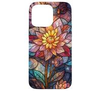 Stained Glass Lotus Flower Cosmic Celestial Mosaic Floral Case for iPhone 15 Pro Max