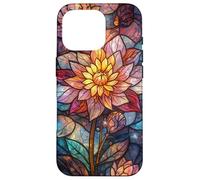 Stained Glass Lotus Flower Cosmic Celestial Mosaic Floral Case for iPhone 16 Pro
