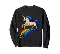 Stained Glass Magical Unicorn Leaping Over Mosaic Rainbow Sweatshirt
