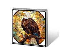 Stained Glass Majestic Bald Eagle on Branch Unisex Brooches & Pins Square Lightweight Lapel Badge Jewelry for Clothing Shawl Hat