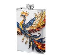 Stained Glass Majestic Phoenix Pocket Hip Flask 8 Oz, Stainless Steel Flagons for Dad Groomsman Wedding Travel Camping