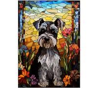 Stained Glass Miniature Schnauzer Jigsaw Puzzle 300/500/1000 Piece (1000pc (50×75cm))
