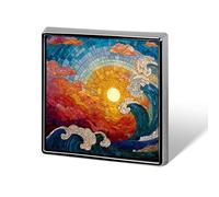 Stained Glass Mosaic The Sun Rising Clouds Waves Unisex Brooches & Pins Square Lightweight Lapel Badge Jewelry for Clothing Shawl Hat