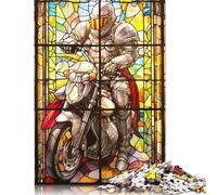 Stained Glass Motorcycle Knight Puzzles 300 Pieces Wooden Puzzles Puzzle for Adults Brain Teaser Puzzles For Adults 1000pcs (75x50cm)