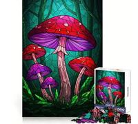 Stained Glass Mushroom Forest Jigsaw Puzzle for Adults 1000 Pieces Smart Game Tension Relief Pattern Assembly Heartfelt Gift 50x75cm