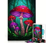 Stained Glass Mushroom Forest Jigsaw Puzzle for Adults 1000 Pieces Smart Game Tension Relief Pattern Assembly Heartfelt Gift 50x75cm