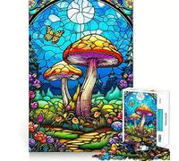 Stained Glass Mushrooms 1000 Pieces Jigsaws Adults Puzzles Logic Boost Toy Bonding Time Premium Edge Premium Gift 38x26cm