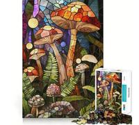 Stained Glass Mushrooms 1000 Teenager Pieces Jigsaw Puzzle Brain Challenge Toy Home Activity Clear Cut Heartfelt Gift 38x26cm