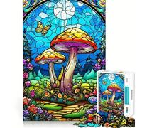 Stained Glass Mushrooms Jigsaw Puzzles 1000 Pieces for Adults Boost Recall Relax Mind Accurate Edge Santa Wish List 50x75cm