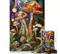 Stained Glass Mushrooms Jigsaw Puzzles 1000 Pieces for Adults Boost Recall Relax Mind Accurate Edge Santa Wish List 38x52cm