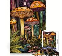 Stained Glass Mushrooms Jigsaw Puzzles for Adults1000 Pieces Smart Toy Soothing Play Accurate Cut Art Collectible 38x52cm