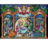 Stained Glass Nativity Jigsaw Puzzle Advent Calendar 1000 Piece by Vermont Christmas Company - 24 Puzzle Sections to Complete - Count Down to Christmas Each Day in December