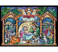 Stained Glass Nativity Religious Christmas Cards - Box of 15 Cards / 16 Envelopes