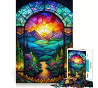 Stained Glass Nature Scene Jigsaw 1000 Pieces for Teenagers Mind Exercise Toy Relaxing Fun Design Assembly Perfect Present 38x52cm