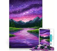 Stained Glass Night Landscape Jigsaw Puzzles 1000 Pieces for Adults Boost Recall Relax Mind Accurate Edge Santa Wish List 50x75cm