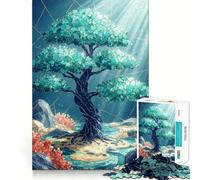 Stained Glass Ocean Tree 1000 Piece Jigsaw Puzzles for Teenagers Logic Ability Toy Calm Pastime Accurate Cut 50x75cm