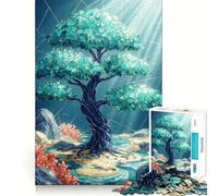 Stained Glass Ocean Tree Jigsaw Puzzle for Adults 1000 Pieces Smart Game Tension Relief Pattern Assembly Heartfelt Gift 38x52cm