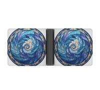 Stained Glass of A Blue Spiral Soft PU Leather Bifold Wallet, Coin Purse Credit Pass Case, Durable Card-Holder Slim Billfold for Men Woman Money Storage