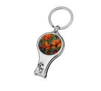 Stained Glass Orange Red Flowers Green Leafs Nail Clippers Toenail Clipper Cutters Professional Nail Trimmer Nail Cuticle Cutter for Women Men