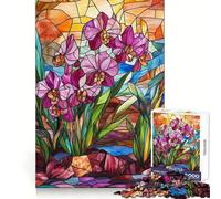 Stained Glass Orchid 1000-piece Puzzle for Adults Memory Skill Leisure Pleasure Clean Edges Seasonal Gift (38x52cm)
