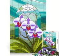 Stained Glass Orchid Grace Jigsaw Puzzle for Adults 1000 Pieces Smart Game Tension Relief Pattern Assembly Heartfelt Gift 50x75cm