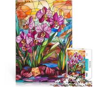 Stained Glass Orchid1000 Piece Jigsaw Puzzles for teenagers Learning Educational Toy Fun at Home Activities, Birthday Present,Travel Gifts, 38x26cm