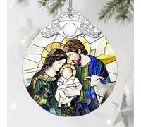 Stained Glass Ornament, Nativity Scene Christmas Ornaments, Christmas Hanging Decor & Holiday Ornament: Christian Home Decor; Exquisite Party Gifts for Christians, Christian Gift & Religious Gift