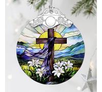 Stained Glass Ornament, Religious Christmas Ornaments, Christmas Hanging Decor & Holiday Ornament: Christian Home Decor | Exquisite Party Gifts for Christians, Christian Gift & Religious Cross Gift