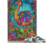 Stained Glass Ostrich Puzzle 500 Pieces Jigsaws Puzzles for Adults Puzzles for Adults& Teens Age 12 Years Up 500pcs (52x38cm)