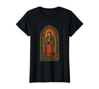 Stained Glass Our Lady of Guadalupe Value Graphic T-Shirt, Women, Black, XL