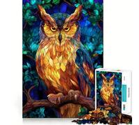 Stained Glass Owl 1000 Pieces Jigsaws Adults Puzzles Logic Boost Toy Bonding Time Premium Edge Premium Gift 38x26cm