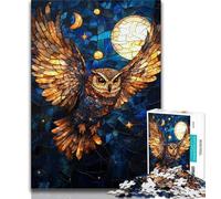 Stained Glass Owl Adult Jigsaws 1000 Pieces Difficult,Challenging Family Activity Games DIY Toy for Home Wall Decor Gifts (75x50cm)