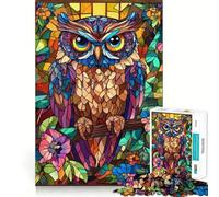 Stained Glass Owl Jigsaw Puzzles for Adults 1000 Piece Enhance Recall Leisure Time Exact Edge Festival Gift 38x52cm